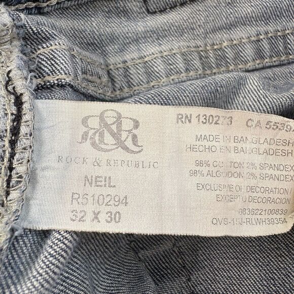 Y2K Rock Republic Neil Men Straight/ Leg Straight Fit Jeans 32x26 Blue Distress - Picture 3 of 9